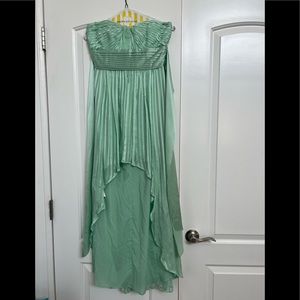 Bcbg seafoam green high low gown
